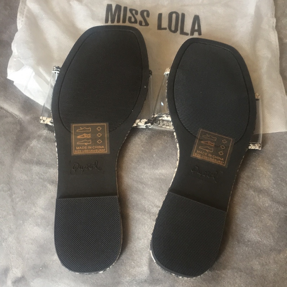 MISS LOLA Snake Print Sandals - Picture 4 of 5